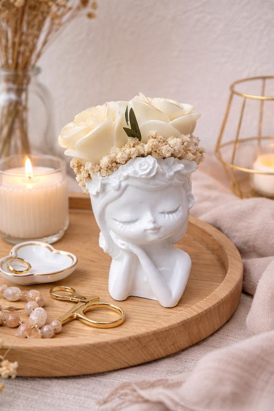 CandleBouquet „Lady Bloom Grace“ – White & Gold 🤍✨